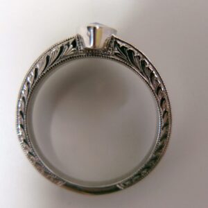 Hand Engraved Bezel Set Engagement Ring