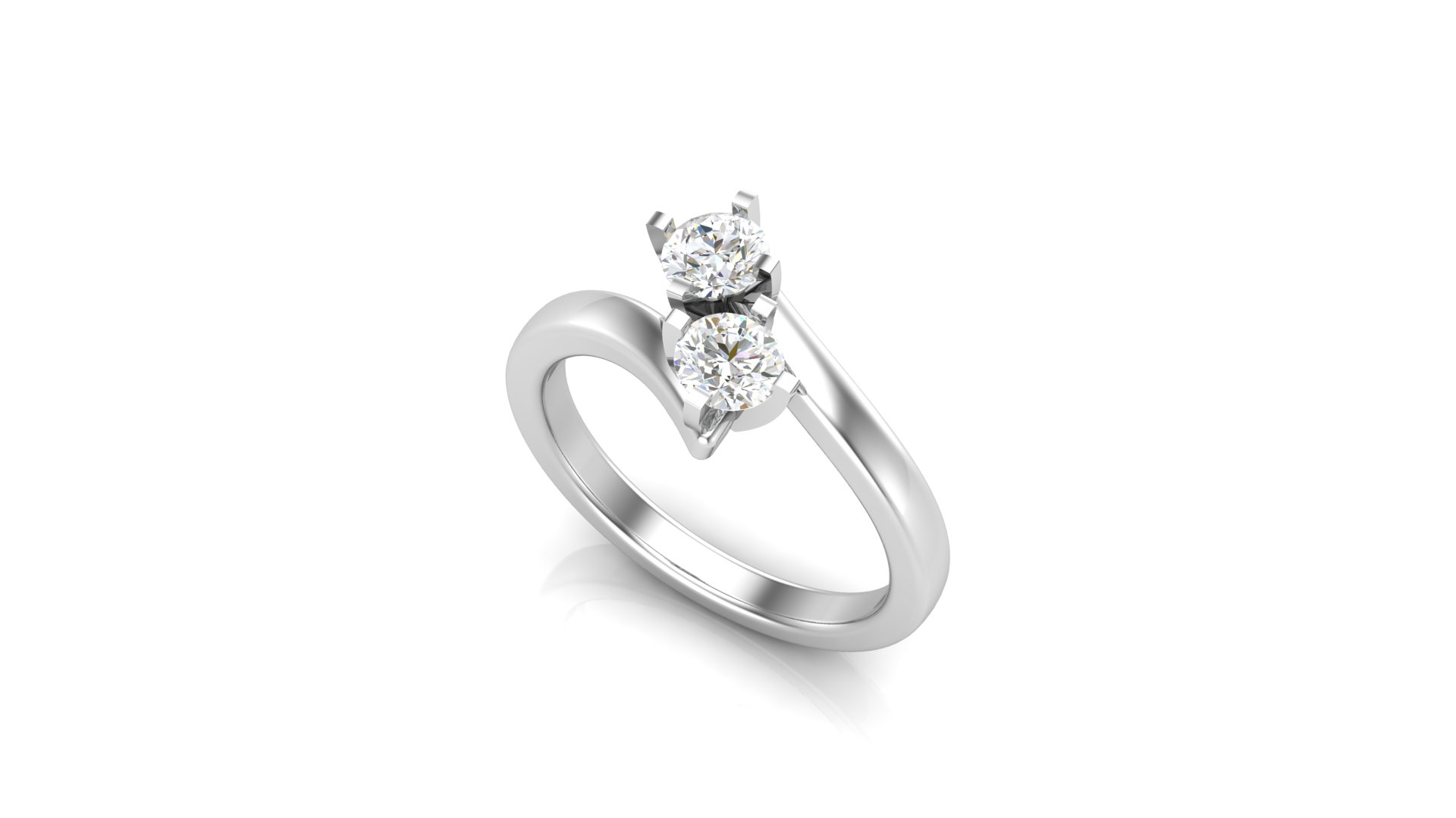 2 stone bypass solitaire ring