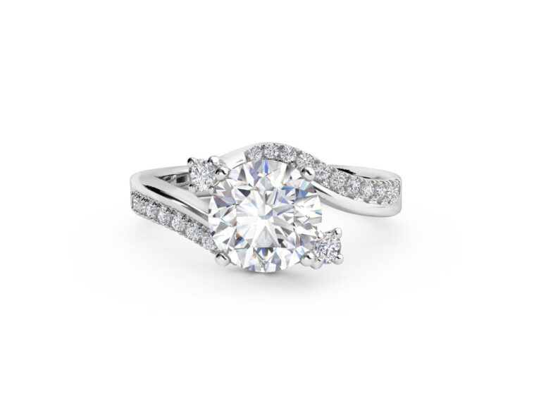 3 Stone Bypass Engagement Ring | Custom Engagement Ring