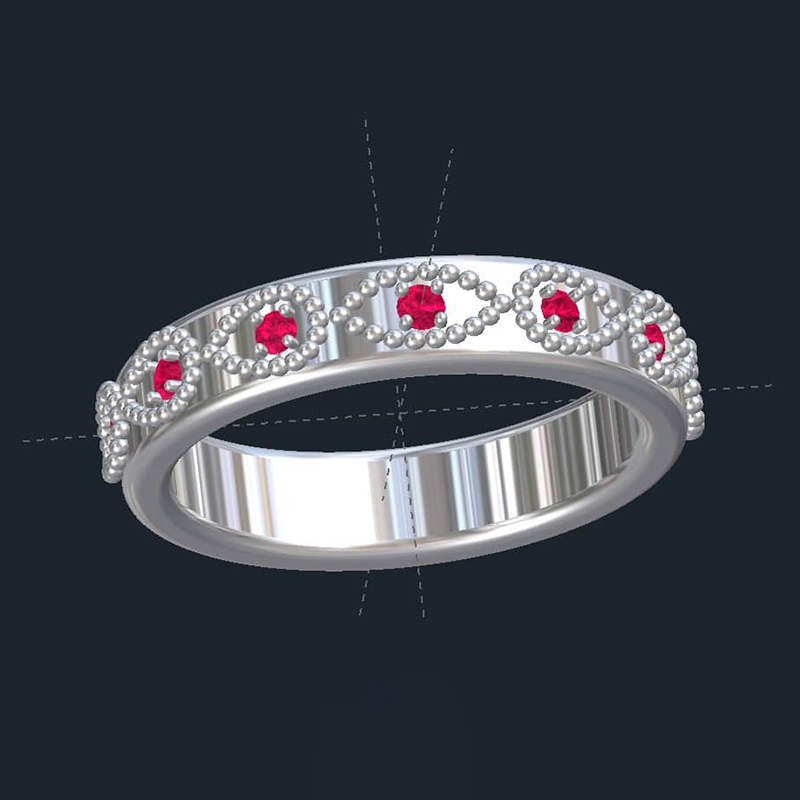 Milgrain & Ruby Wedding Ring