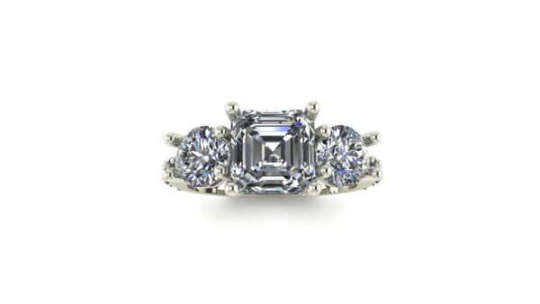 Emerald 3 Stone Engagement Ring
