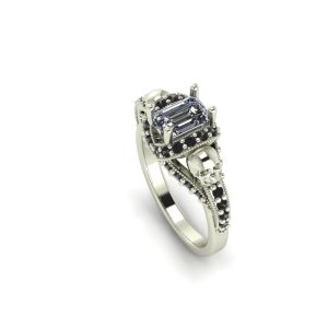 Emerald Skull Engagement Ring